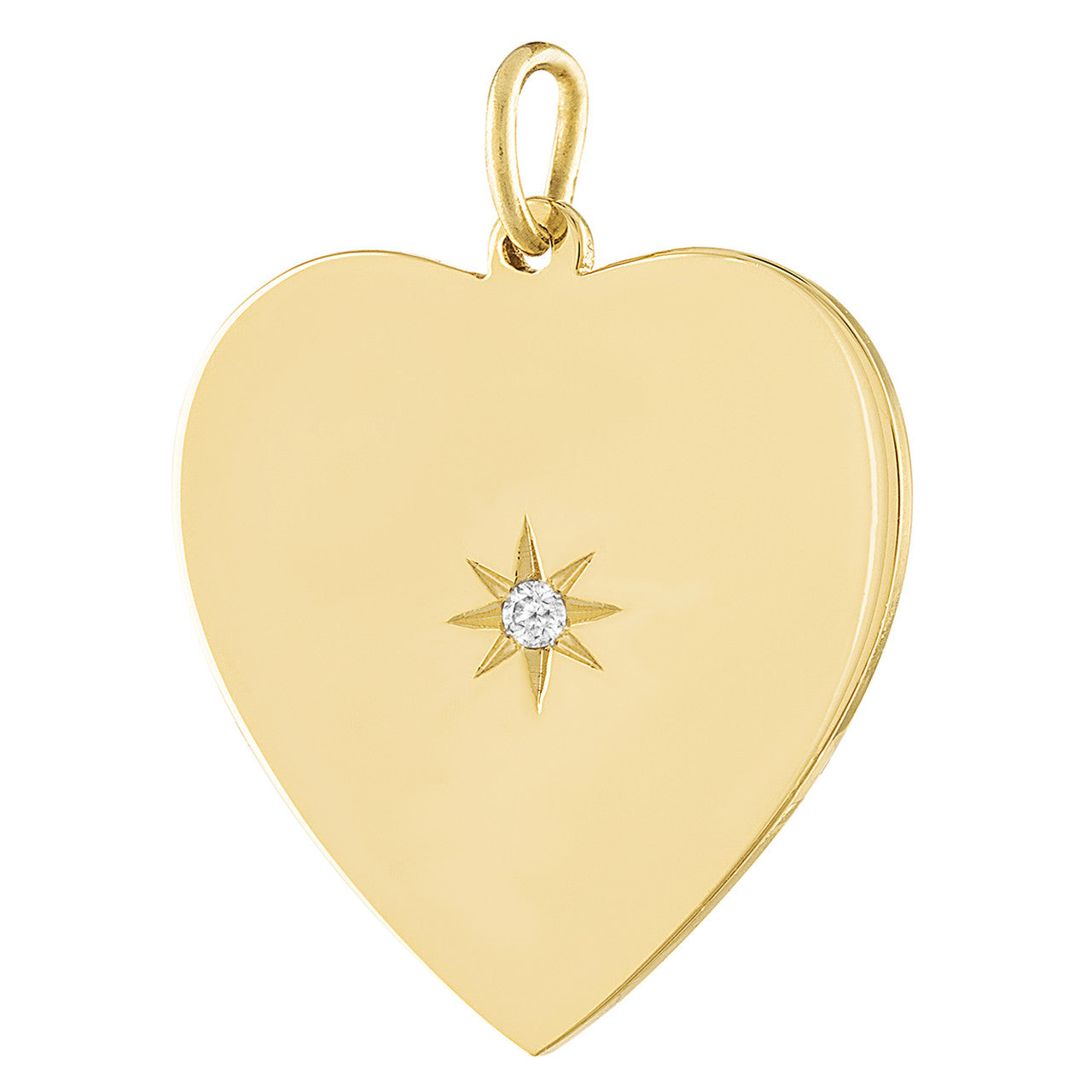 Heart with Diamond Engravable 14K Gold Charm